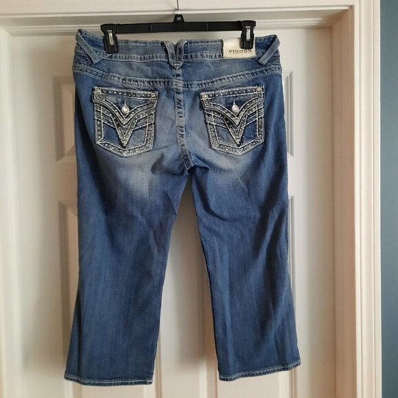 Vigoss Denim - Vigoss‎ New York Capri Jeans Womens 13/14 Thick Stitch Western Cowgirl Bling